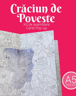 Carte de Colorat 3D de Crăciun cu personaje din povești