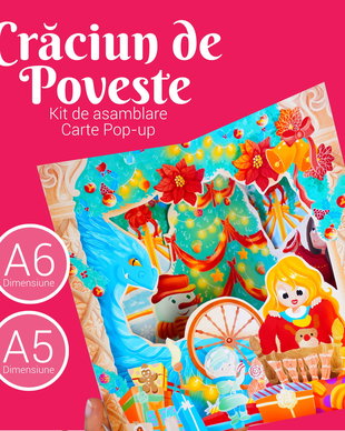 Carte 3D de Crăciun cu personaje din povești