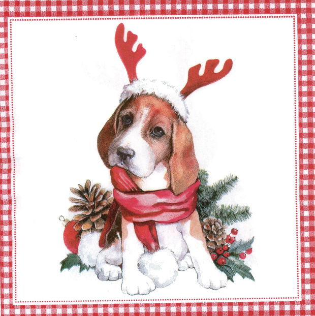 servetel decorativ- beagle de craciun- 0012