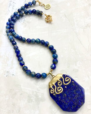 Colier vintage lapis lazuli