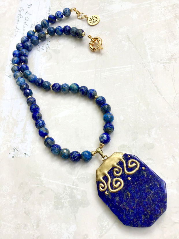 Colier vintage lapis lazuli