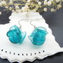 Cercei statement handmade unicat - PET-uri (plastic) reciclate - flori (cod1072)