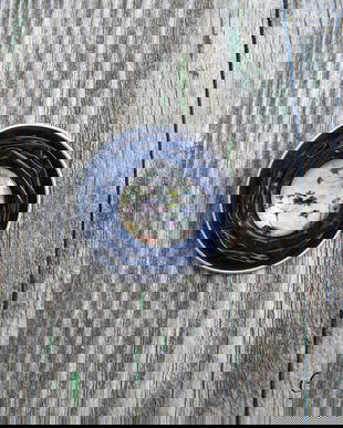 Brosa de vara reciclata indigo cu flori