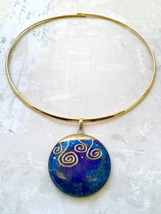 Pandantiv tribal lapis lazuli