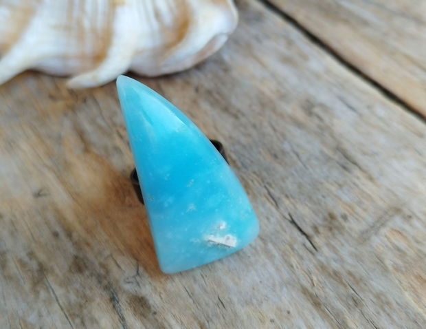 Inel reglabil bronz cu larimar