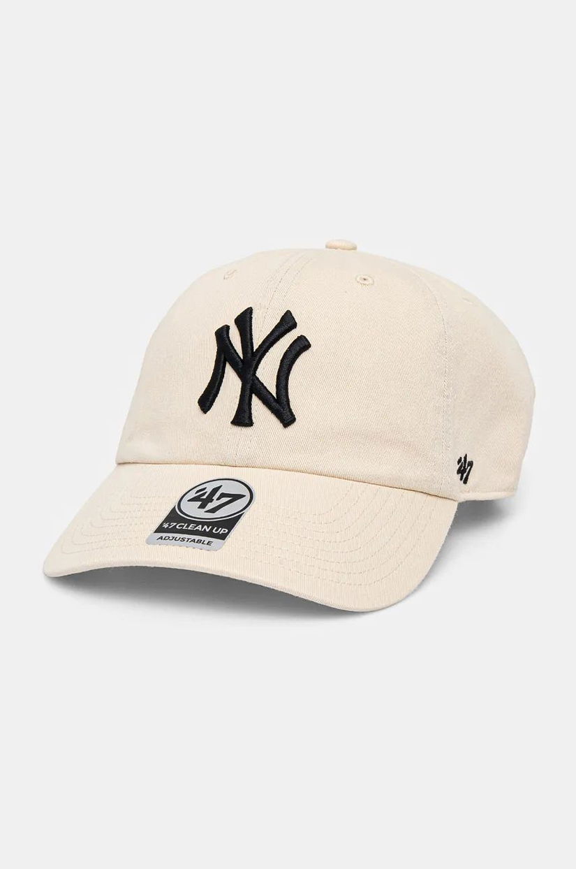 47 brand șapcă de baseball din bumbac MLB New York Yankees culoarea bej, cu imprimeu, B-RGW17GWS-NTB