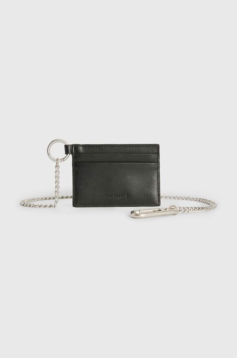 AllSaints carcasa din piele MAKOTO CHAIN CARD HO culoarea negru, M169XB