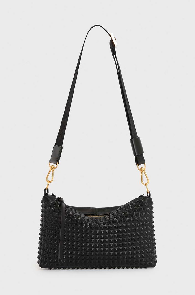 AllSaints poseta de piele EVE STUD CROSSBODY culoarea negru, W027XZ