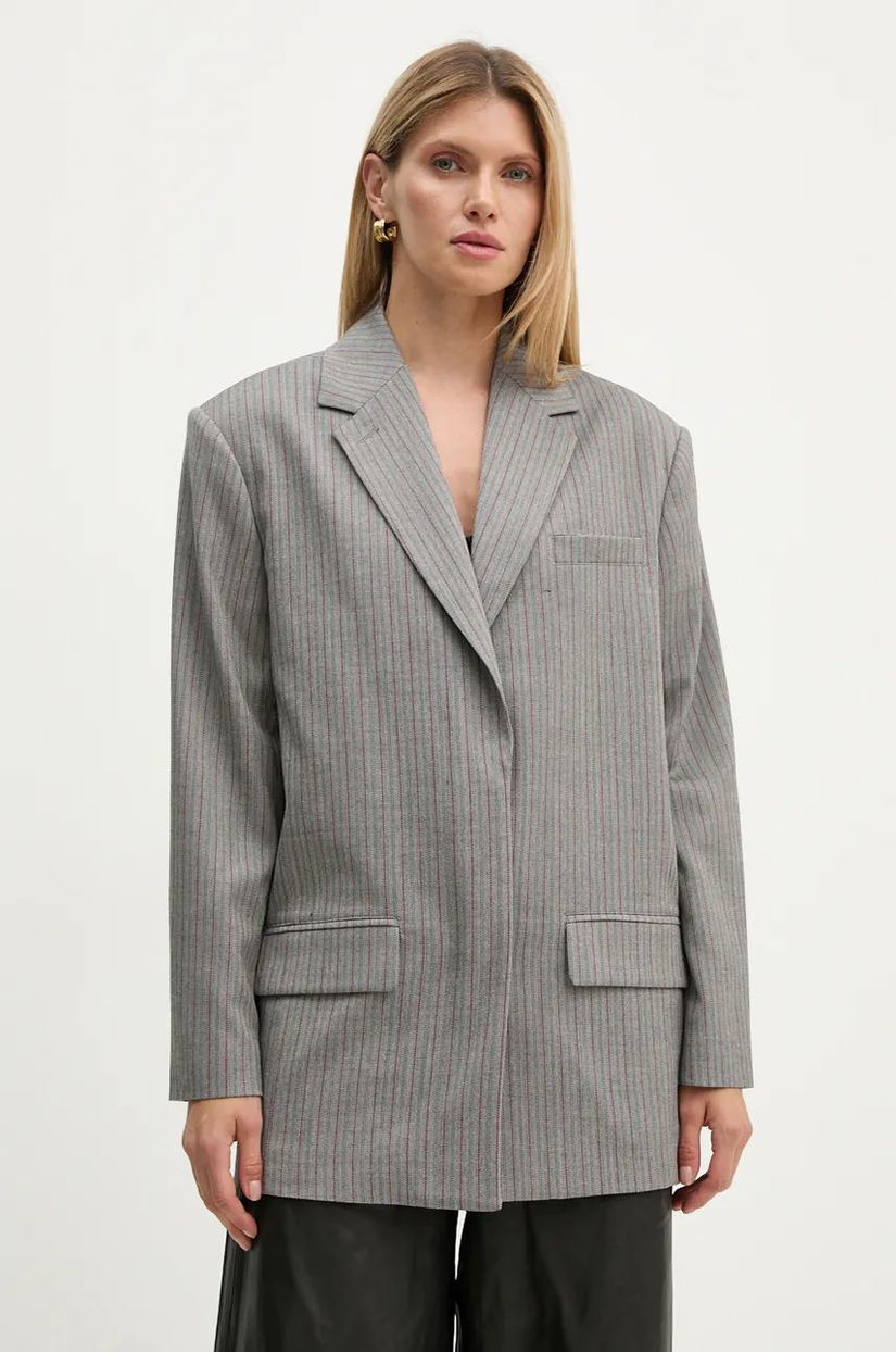 Remain sacou Herringbone Blazer culoarea gri, oversize, modelator, 5018723038