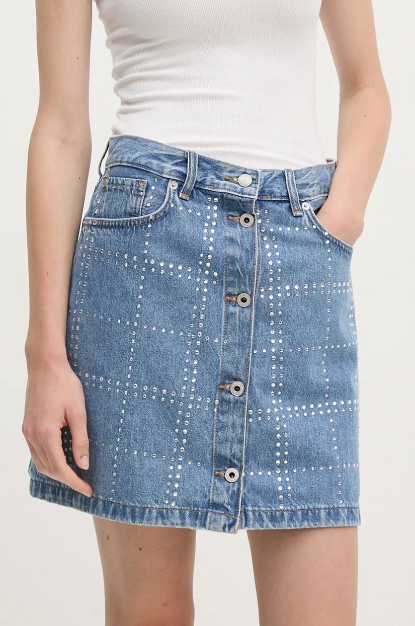 Pepe Jeans fusta jeans MINI SKIRT HW GLITTER mini, evazati, PL901164