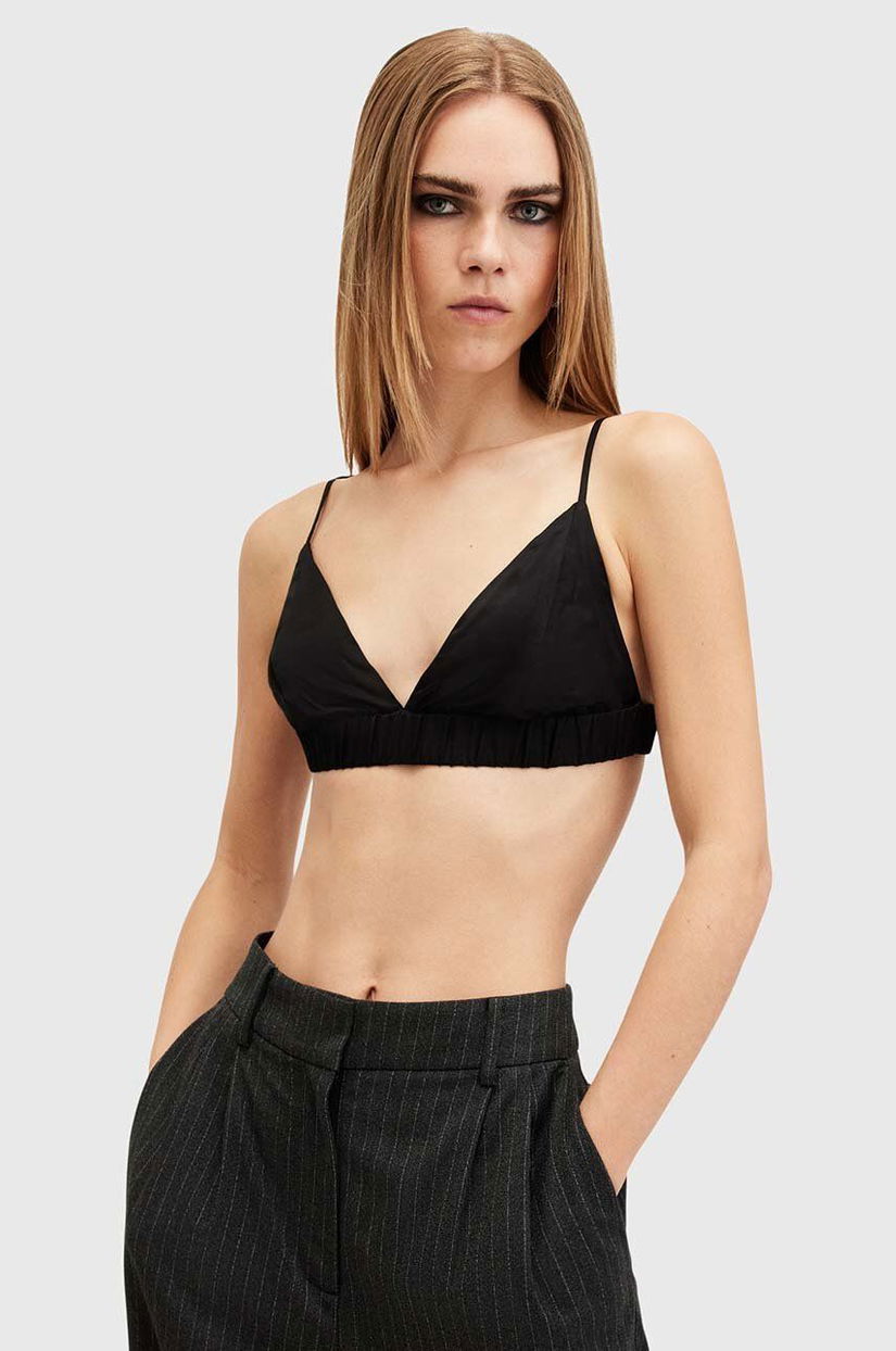 AllSaints sutien ELLA BRALETTE culoarea negru, neted, W075PA