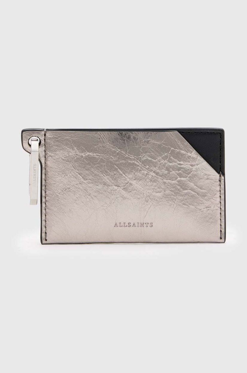 AllSaints carcasa din piele HEX CARDHOLDER culoarea argintiu, W173XB