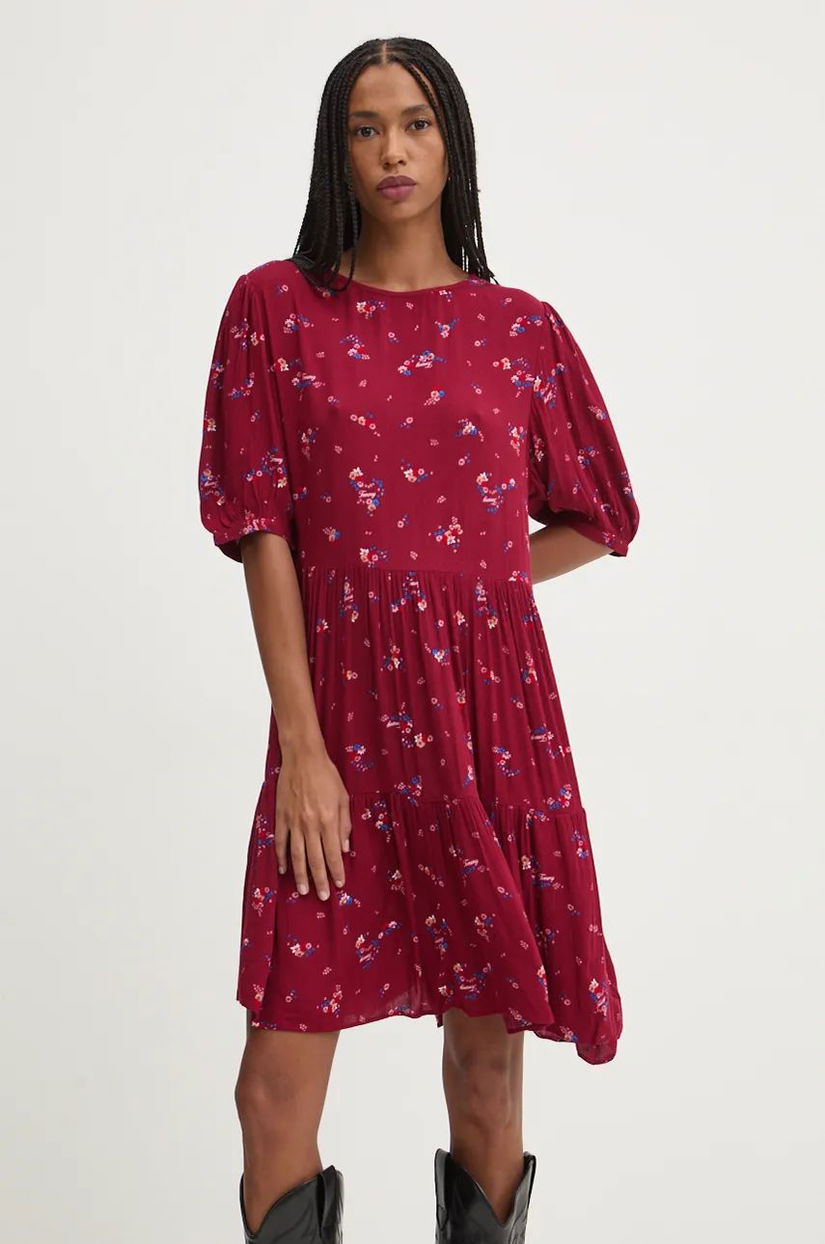 Tommy Jeans rochie culoarea bordo, mini, oversize, DW0DW18475