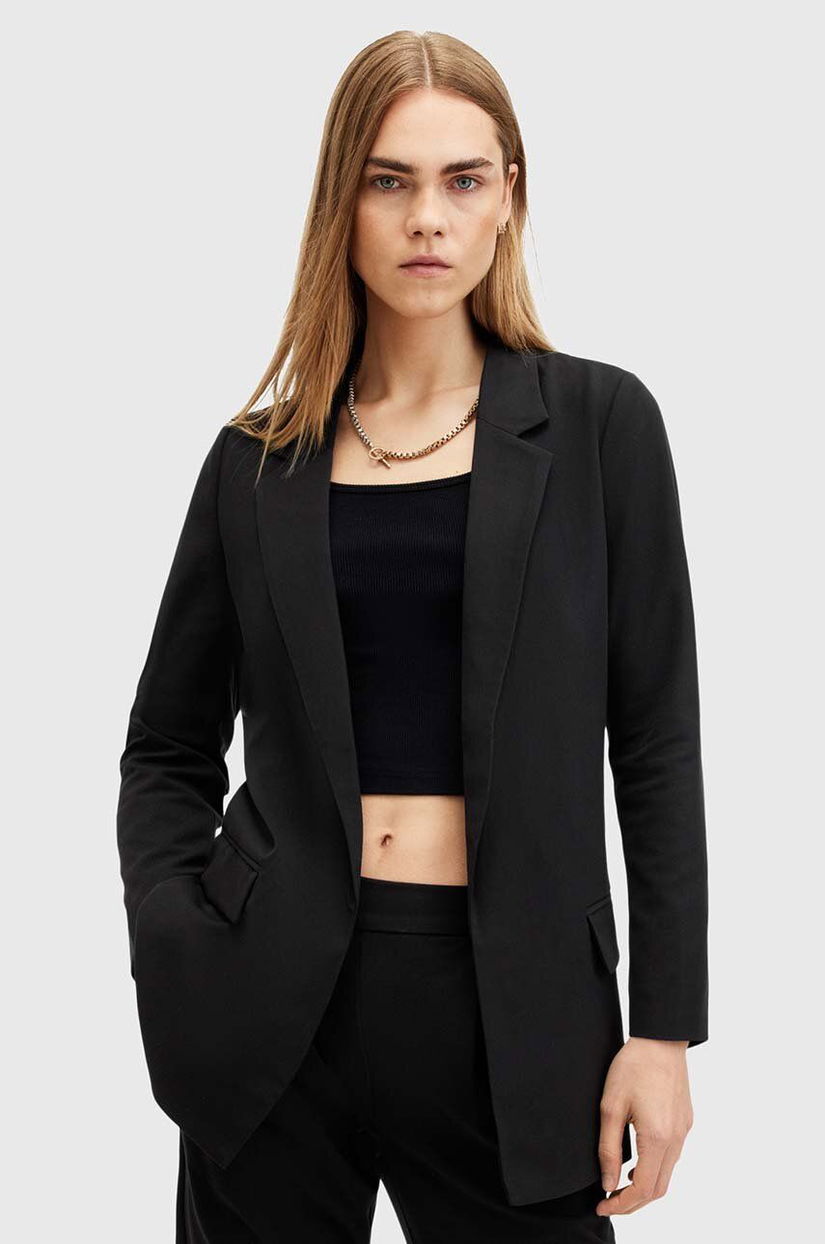 AllSaints sacou ALEIDA TRI BLAZER culoarea negru, desfacut, neted, W008QZ