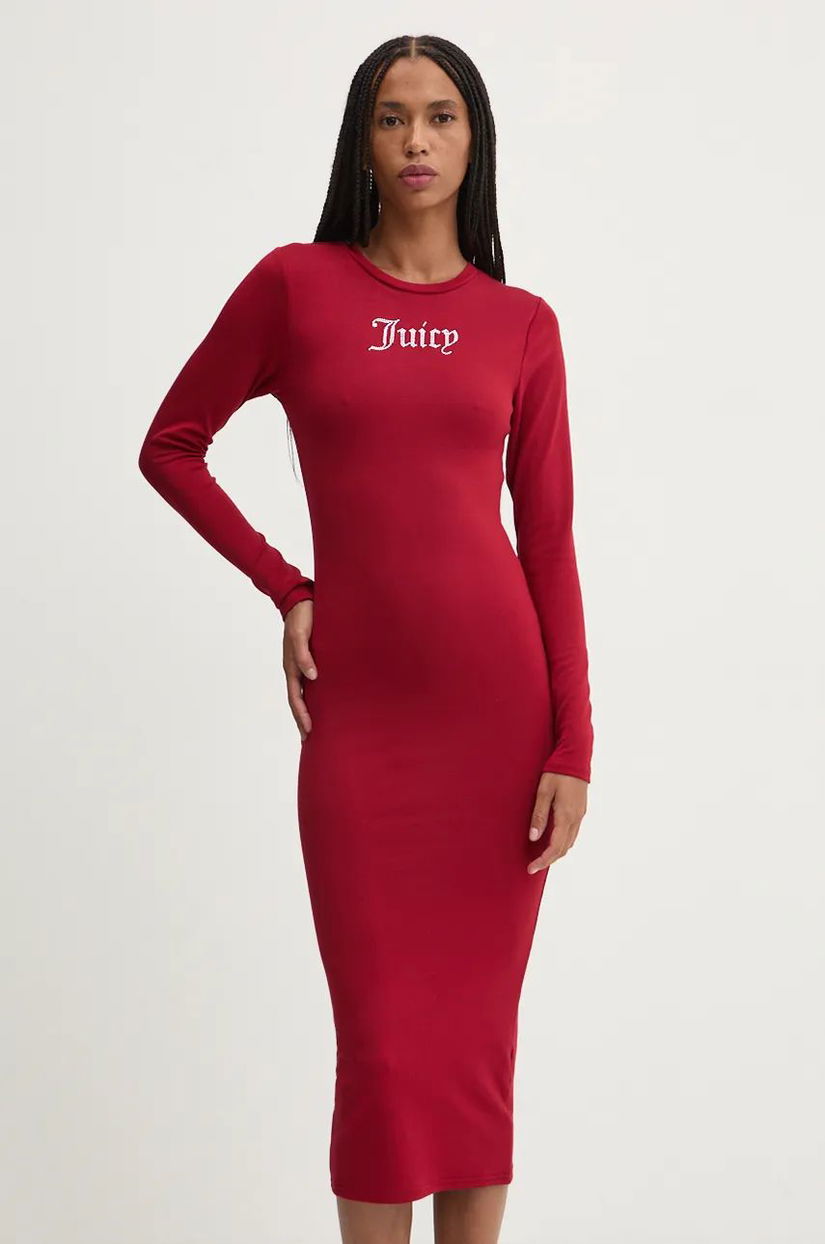 Juicy Couture rochie DIZZIE DRESS culoarea rosu, midi, mulata, JCWED24309