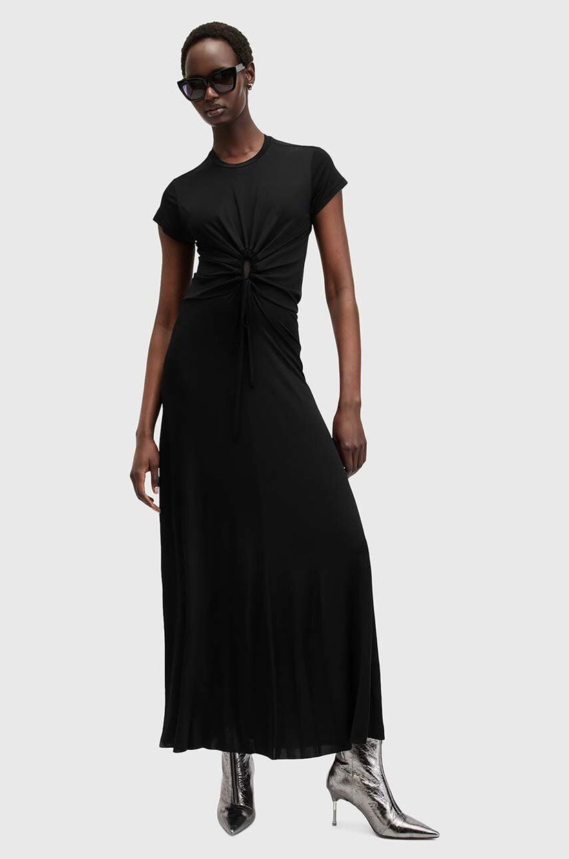 AllSaints rochie XYLIA DRESS culoarea negru, maxi, drept, W095DB