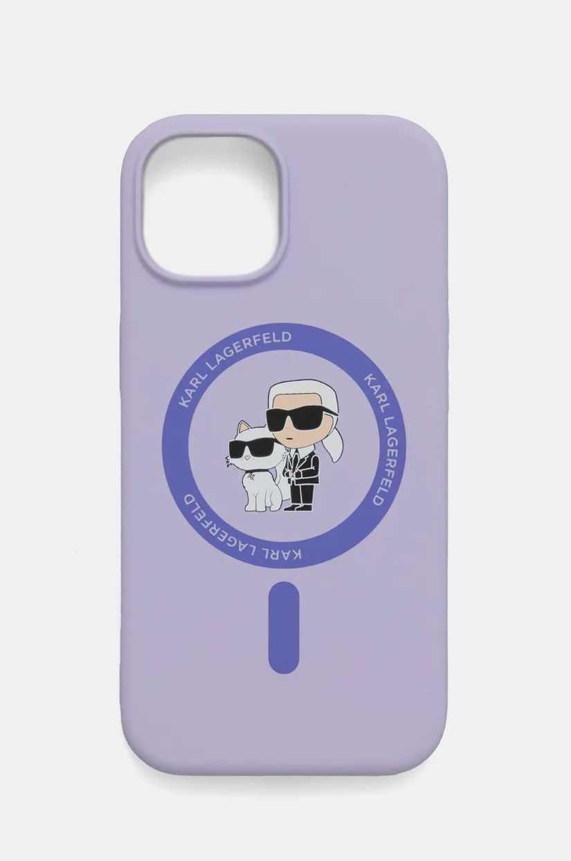 Karl Lagerfeld etui pentru telefon iPhone 15 6.1 culoarea violet, KLHMP15SSCMKCRHU