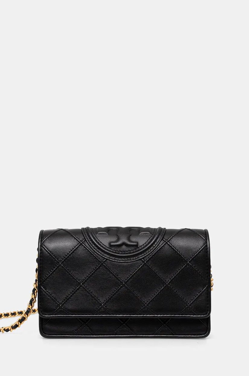 Tory Burch poseta de piele Fleming culoarea negru, 138853