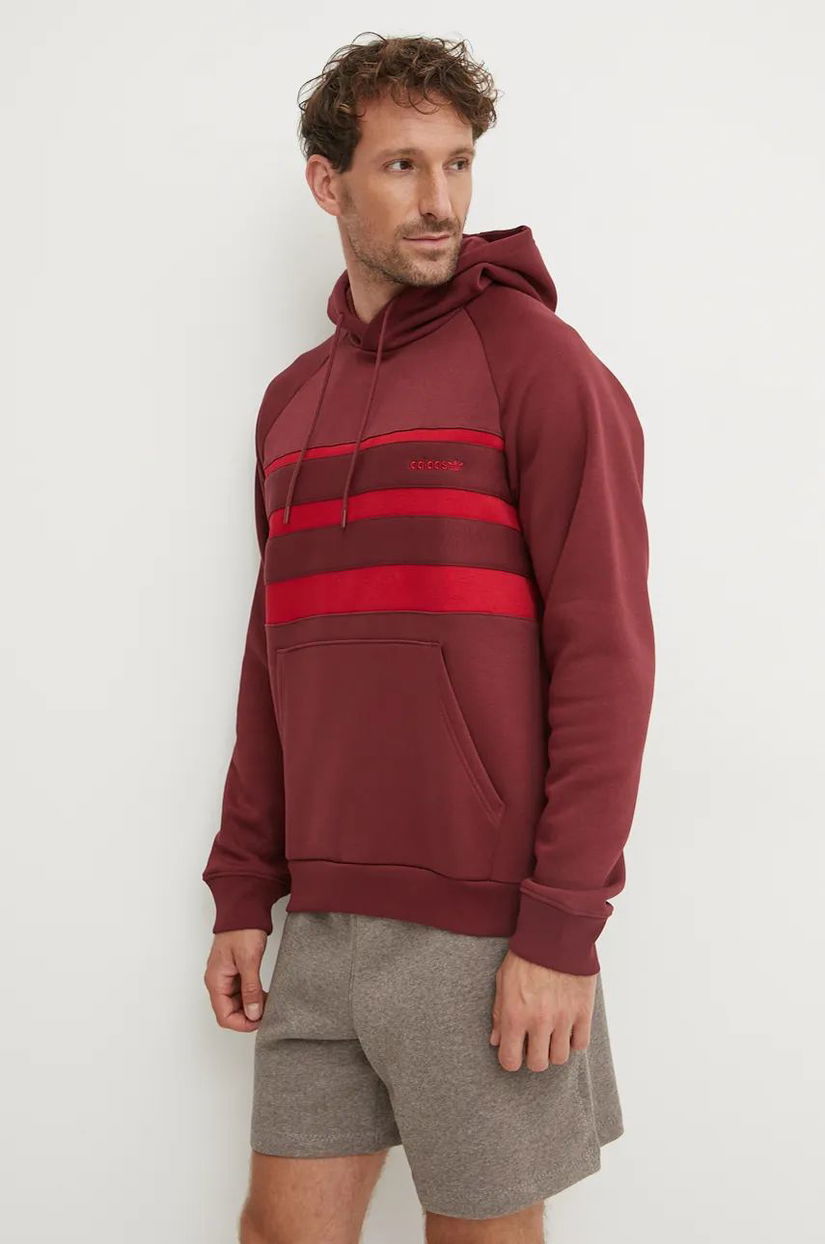 adidas Originals bluza barbati, culoarea bordo, cu glugă, modelator, IX9605