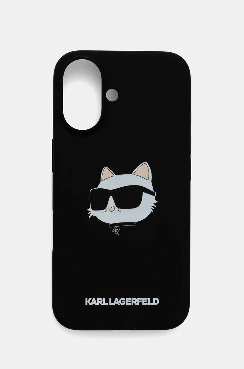 Karl Lagerfeld etui pentru telefon iPhone 16 6.1 culoarea negru, KLHMP16SSCHPPLK