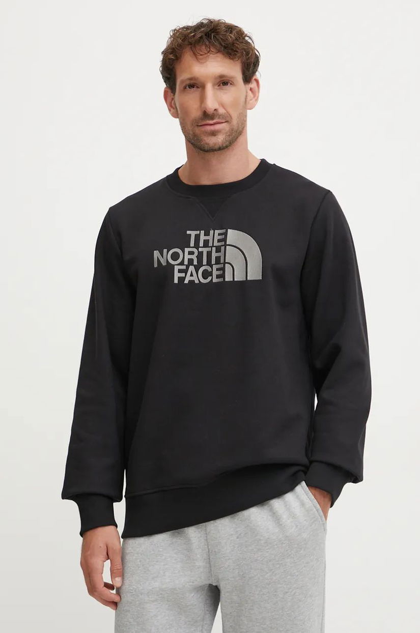 The North Face bluza Drew Peak barbati, culoarea negru, cu imprimeu, NF0A89EKJK31