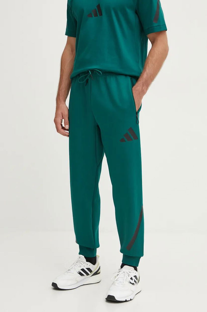 adidas pantaloni de trening ZNE culoarea verde, cu imprimeu, JF6387