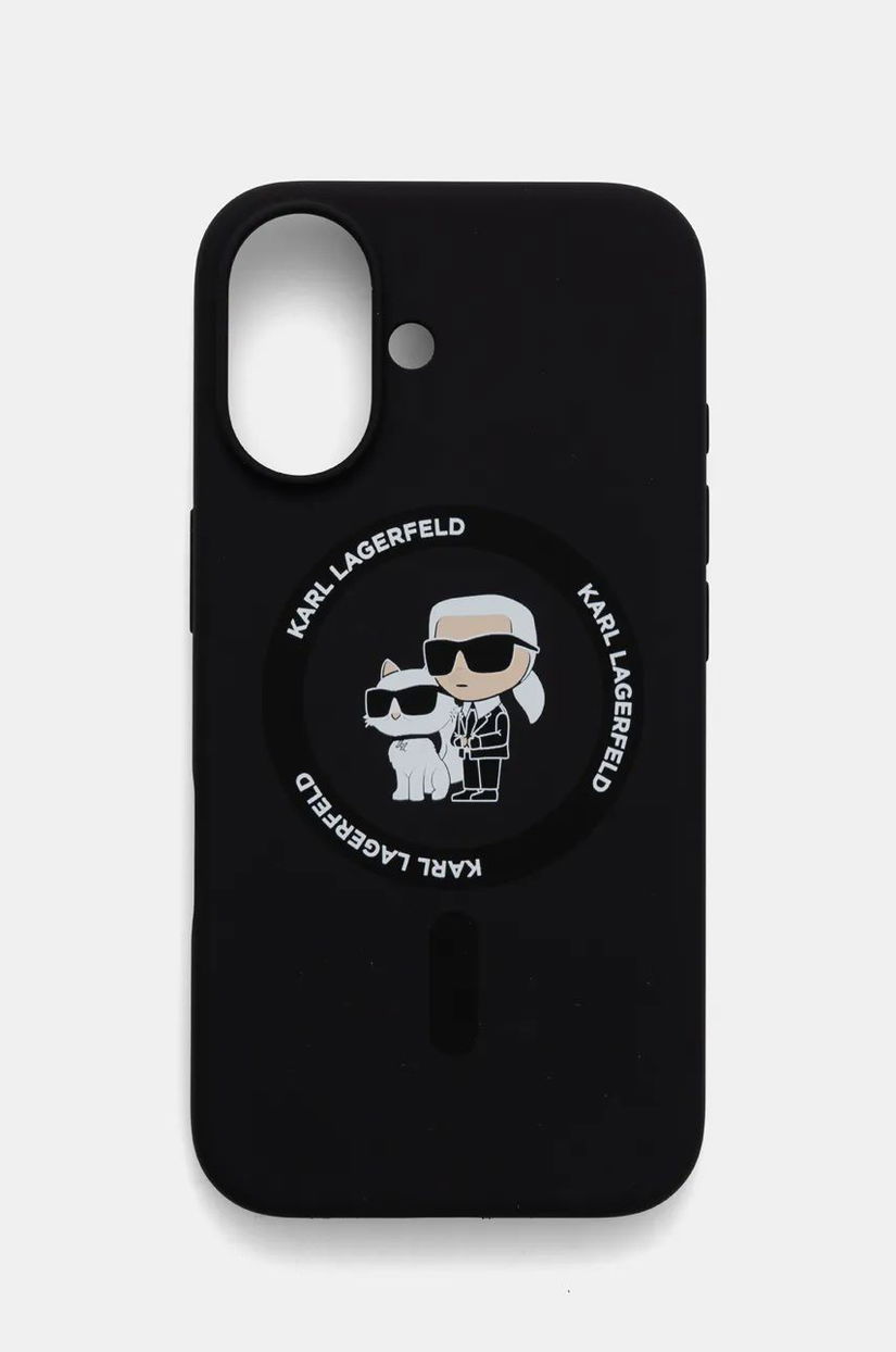 Karl Lagerfeld etui pentru telefon iPhone 16 6.1 culoarea negru, KLHMP16SSCMKCRHK