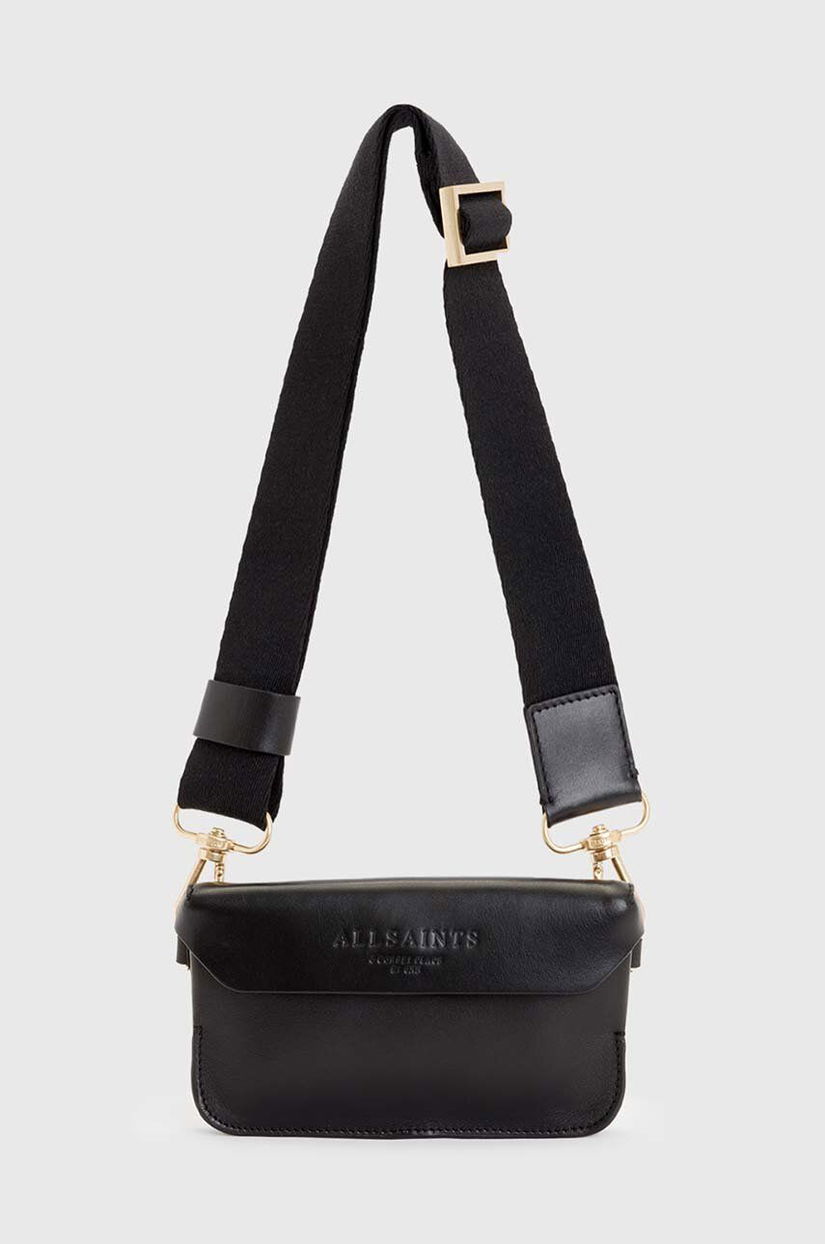 AllSaints poseta de piele ZOE CROSSBODY culoarea negru, W312XB