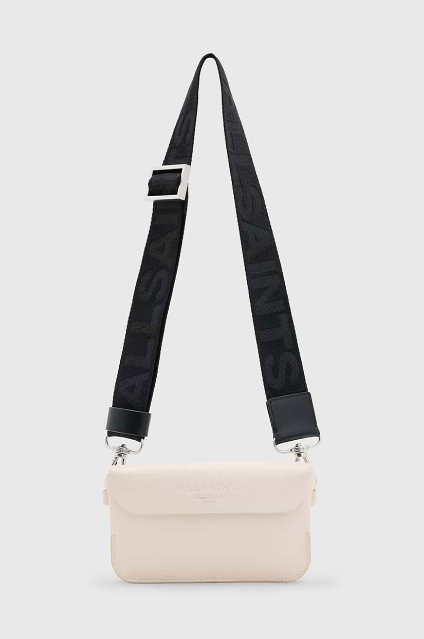 AllSaints poseta de piele ZOE CROSSBODY culoarea bej, W312XB