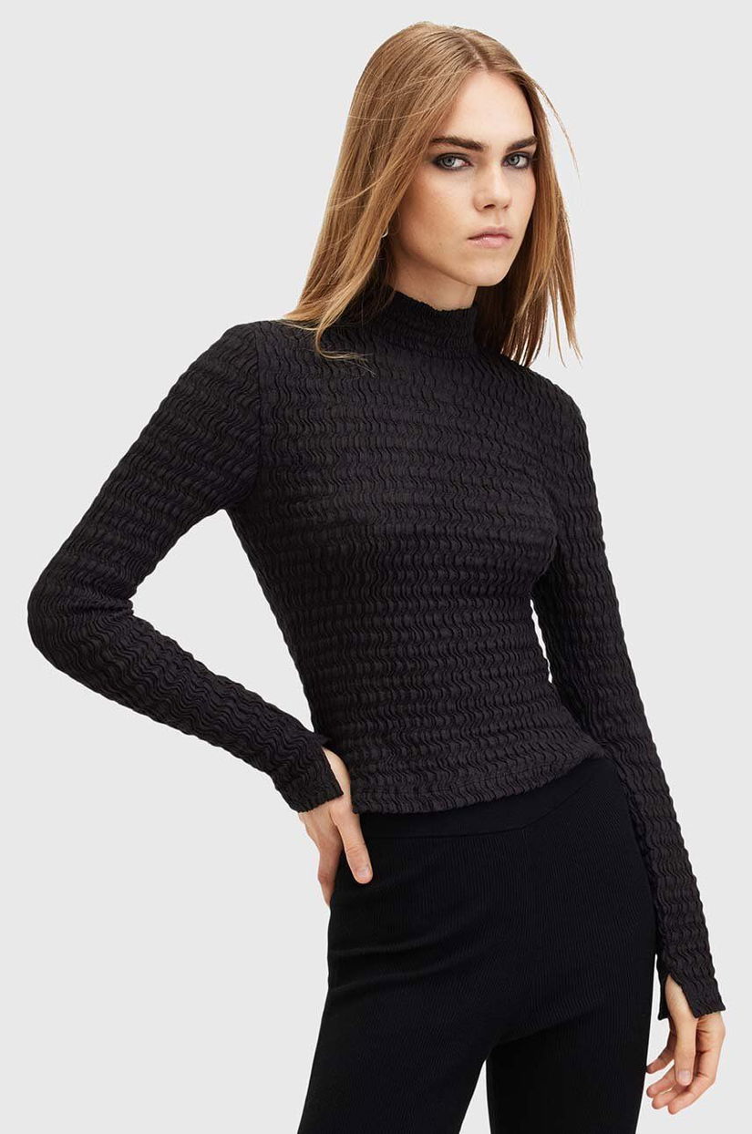 AllSaints pulover CONNIE FRANCESCO femei, culoarea negru, cu turtleneck, W190JB