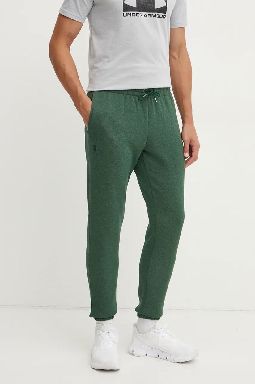 Under Armour pantaloni de trening culoarea verde, neted