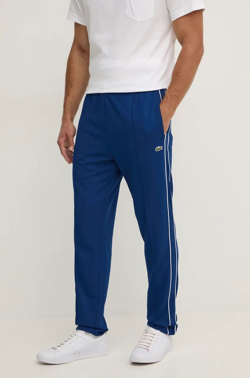 Lacoste pantaloni de trening culoarea albastru marin, neted