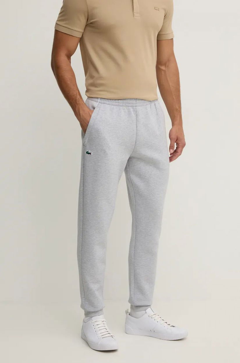 Lacoste pantaloni de trening culoarea gri, neted