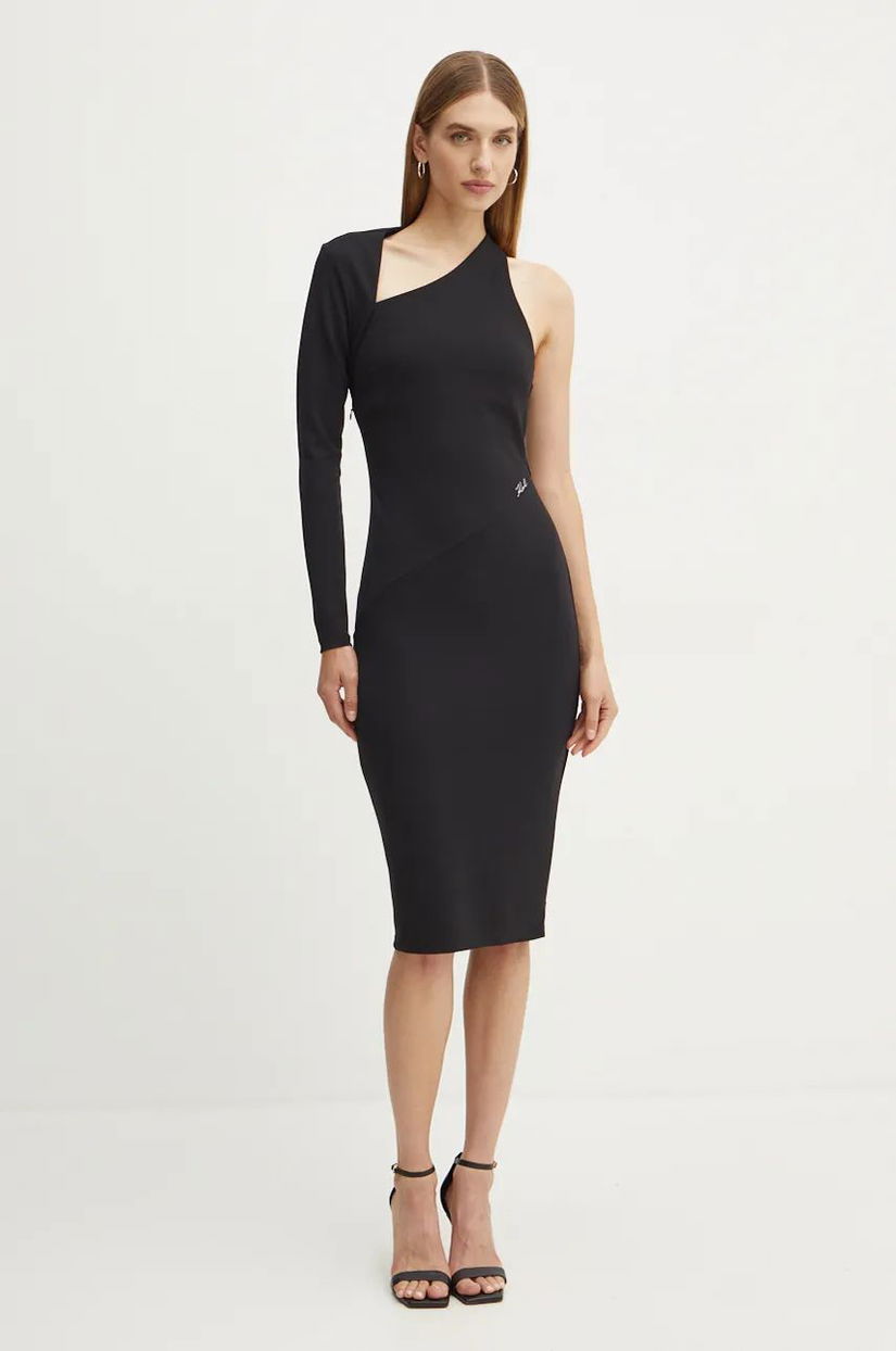 Karl Lagerfeld rochie culoarea negru, midi, mulata, 246W1315