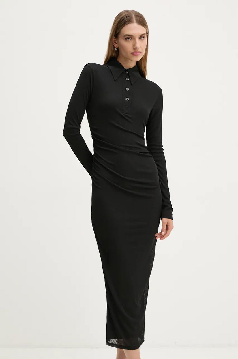 Nanushka rochie VERITY culoarea negru, midi, mulata, NW24CRDR00399