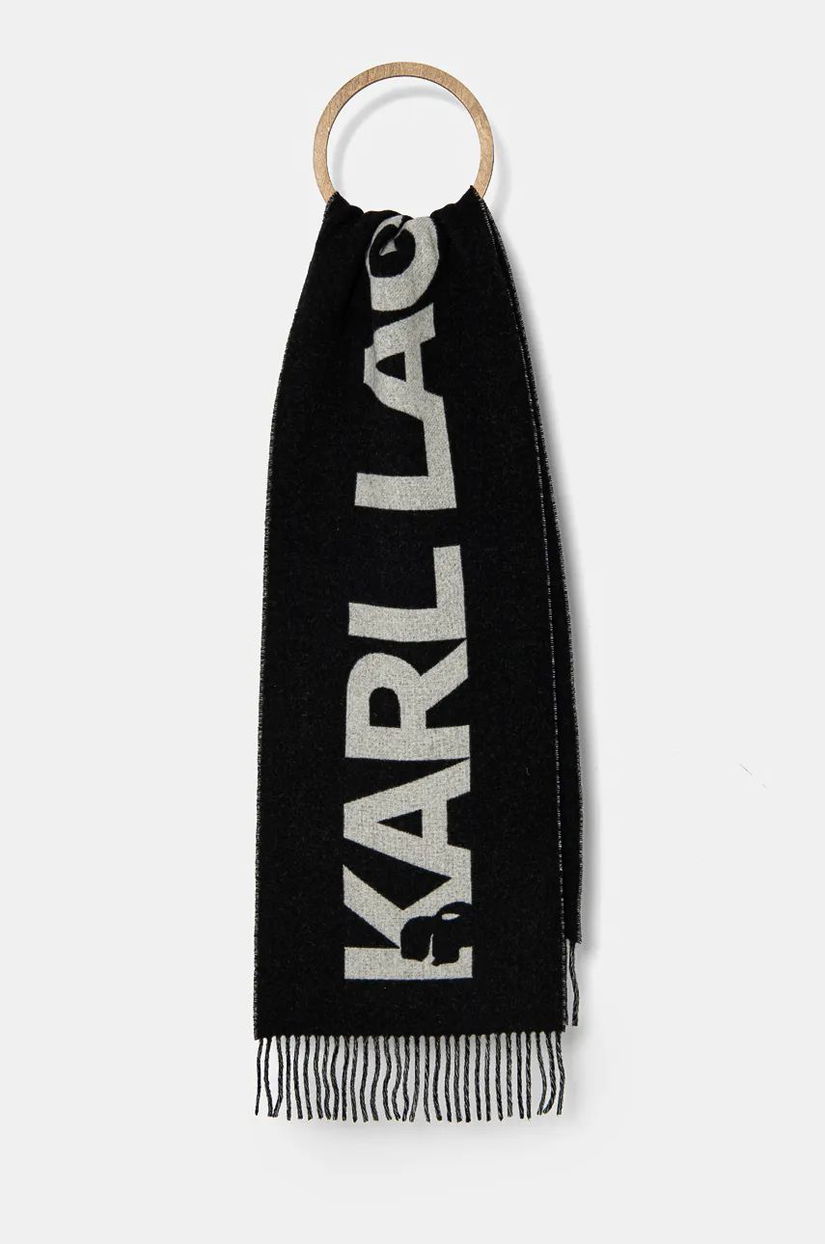 Karl Lagerfeld esarfa de lana culoarea negru, modelator, 246W3309