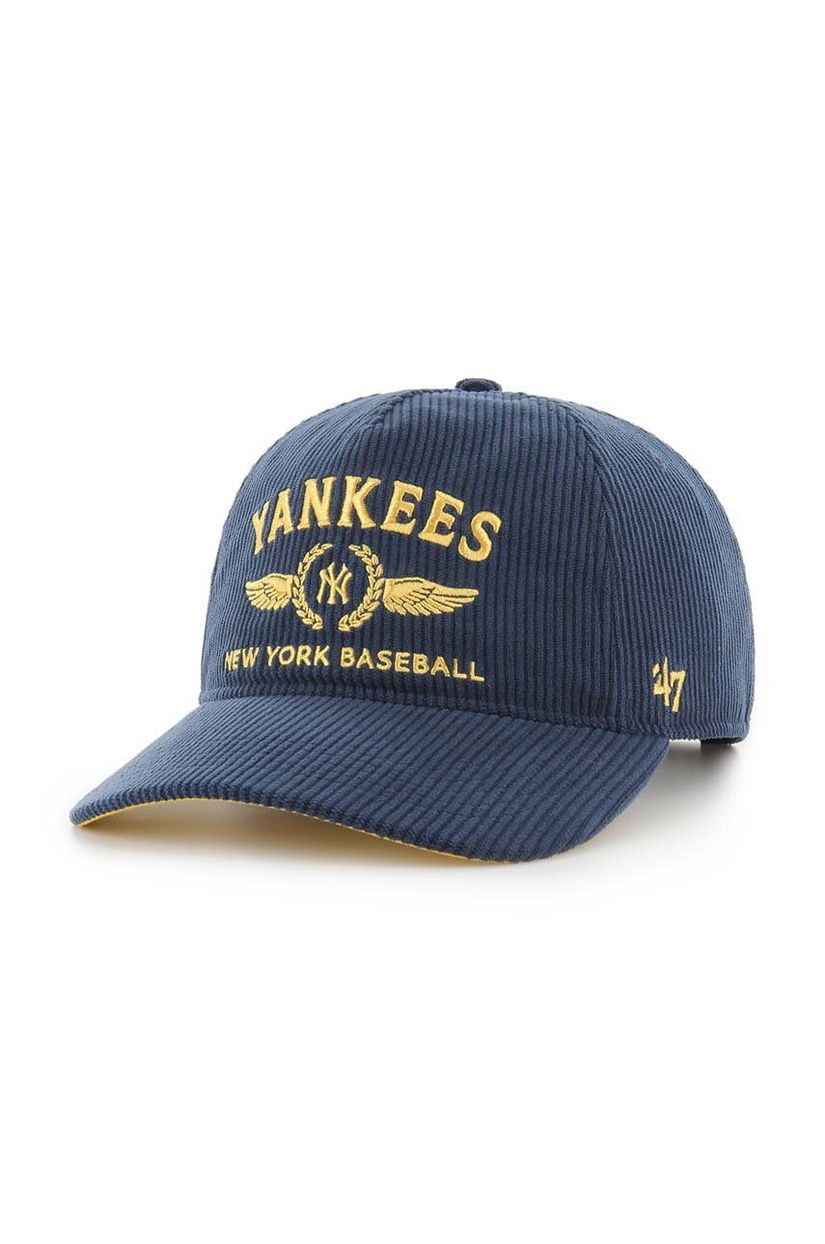 47 brand șapcă de baseball din catifea MLB New York Yankees culoarea albastru marin, cu imprimeu, B-SKYLC17EWP-NY