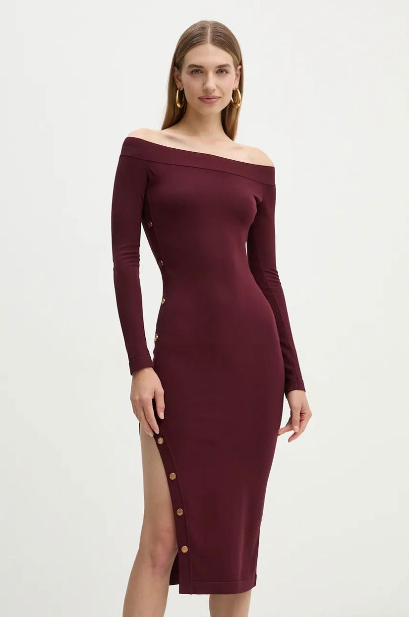 Elisabetta Franchi rochie culoarea bordo, midi, mulata, AM19S47E2