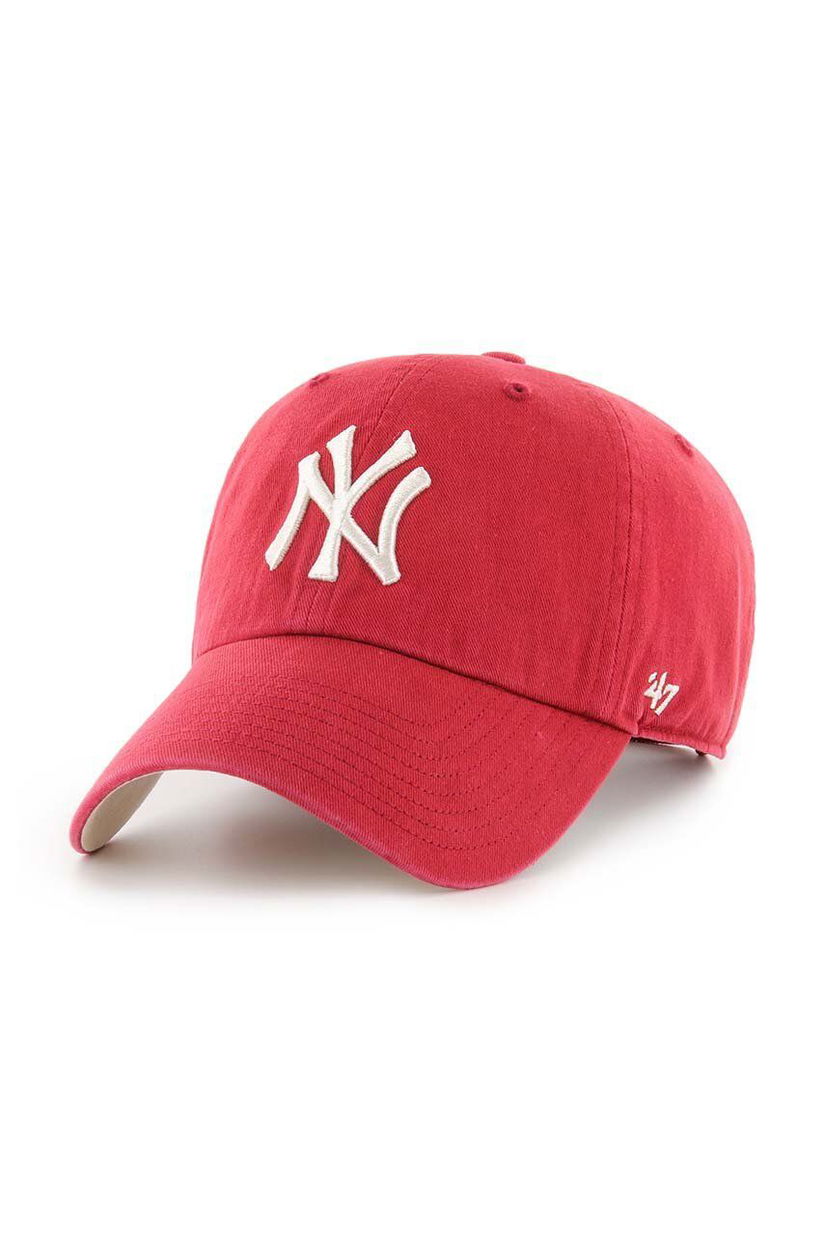 47 brand șapcă de baseball din bumbac MLB New York Yankees culoarea rosu, cu imprimeu, BCWS-DBLUN17GWS-XY96