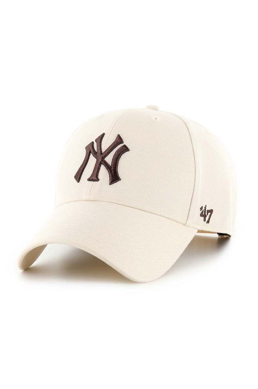 47 brand sapca MLB New York Yankees culoarea bej, cu imprimeu, B-MVPSP17WBP-NTAE