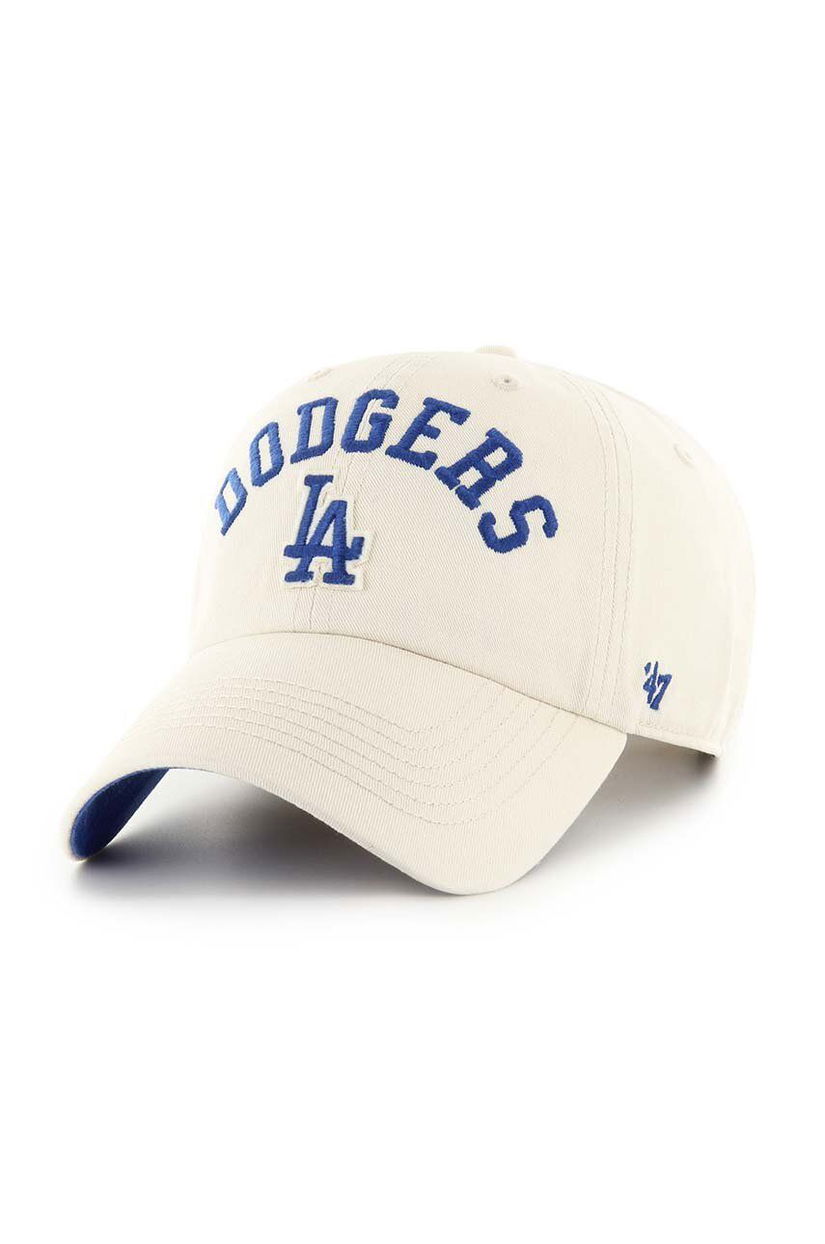 47 brand șapcă de baseball din bumbac MLB Los Angeles Dodgers culoarea bej, cu imprimeu, B-CLBFB12GWS-Y0