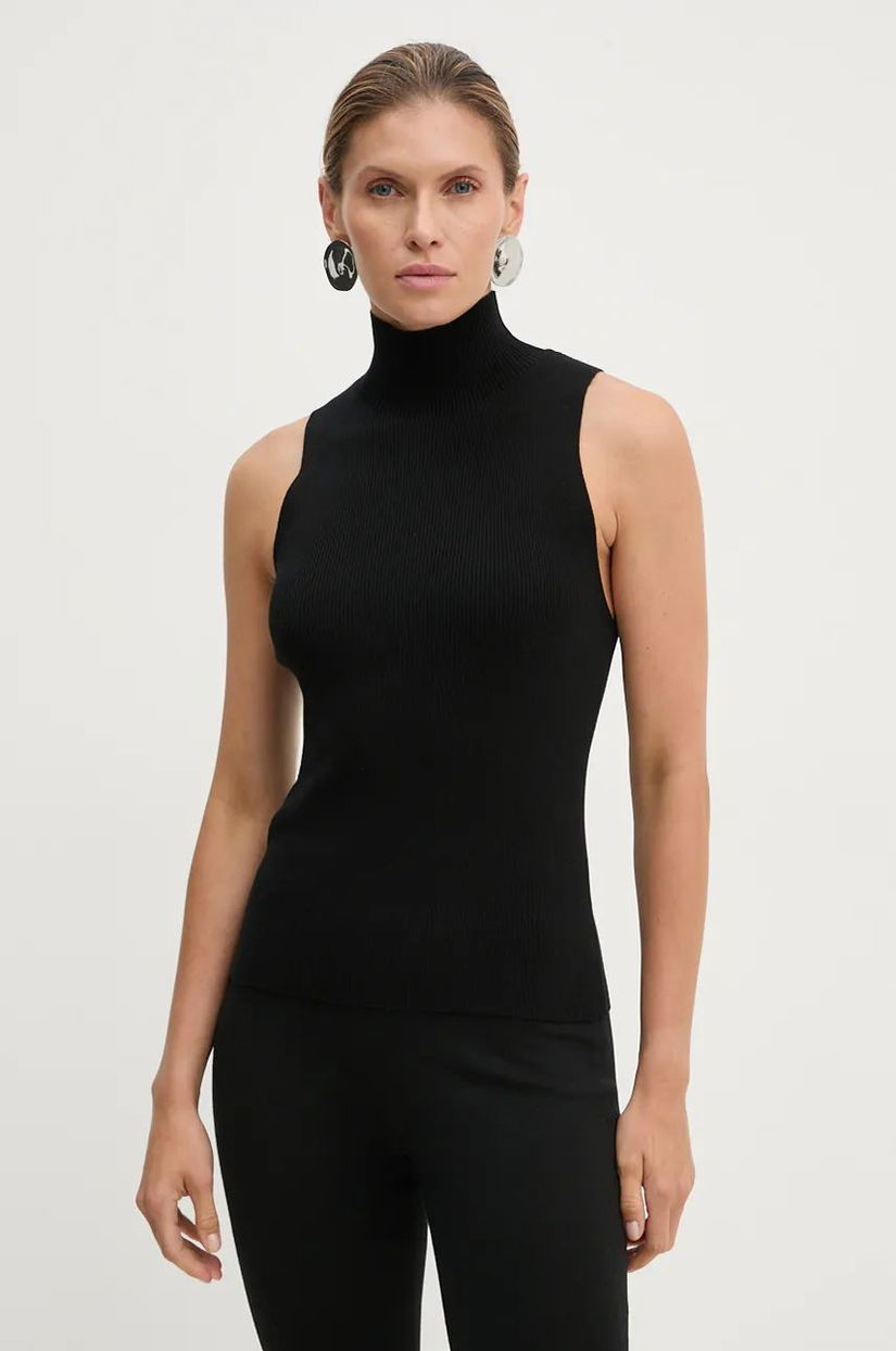 Drykorn vesta culoarea negru, light, cu turtleneck, 420096 88633