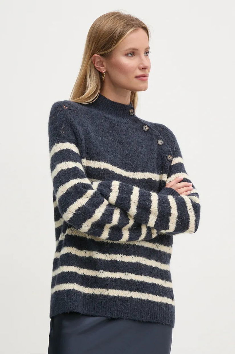 Pepe Jeans pulover din amestec de lana HELA femei, culoarea albastru marin, light, cu turtleneck, PL702234