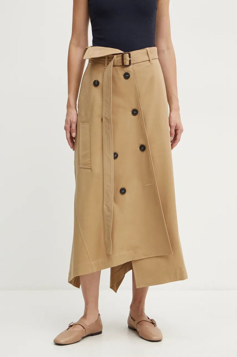 Weekend Max Mara fusta culoarea bej, midi, evazati, 2425106102600