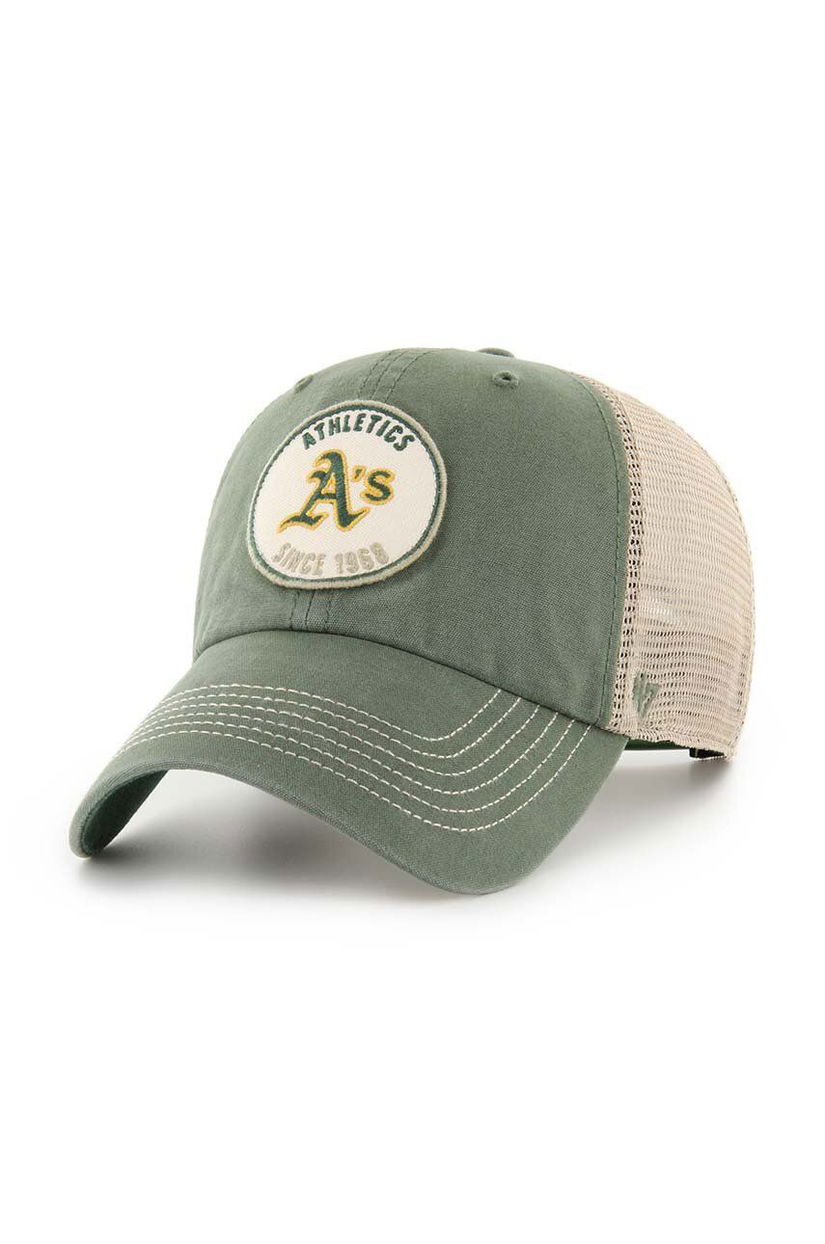 47 brand sapca MLB Oakland Athletics culoarea verde, cu imprimeu, B-PITSC18BXP-BTA