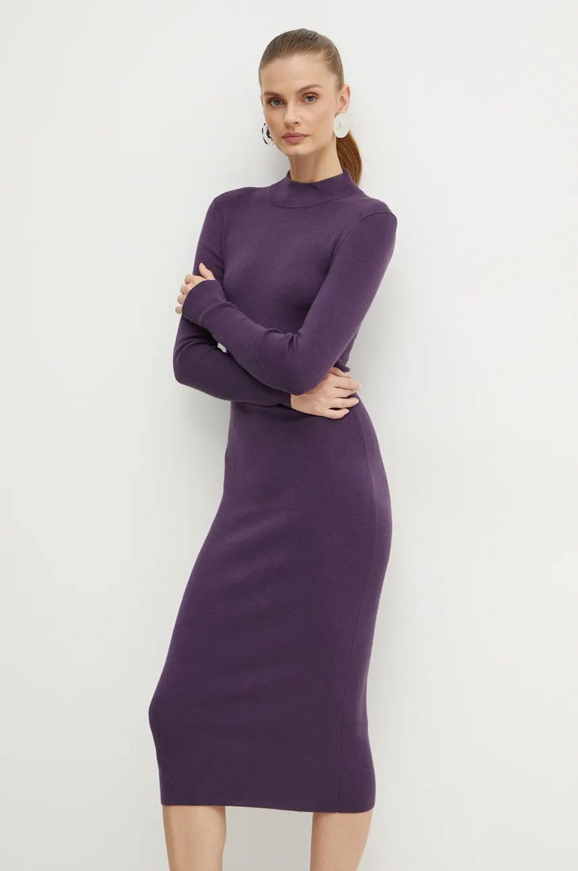 MICHAEL Michael Kors rochie din lana culoarea violet, mini, mulata, MF482Q14VR