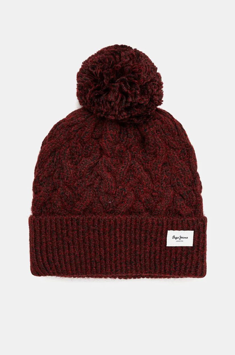 Pepe Jeans caciula WALLIS HAT culoarea bordo, din tricot gros, PL040353