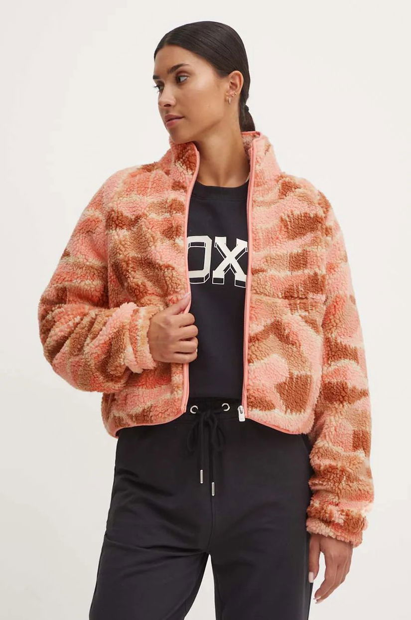 Roxy hanorac fleece Blurry Cloud culoarea portocaliu, modelator, ERJPF03175