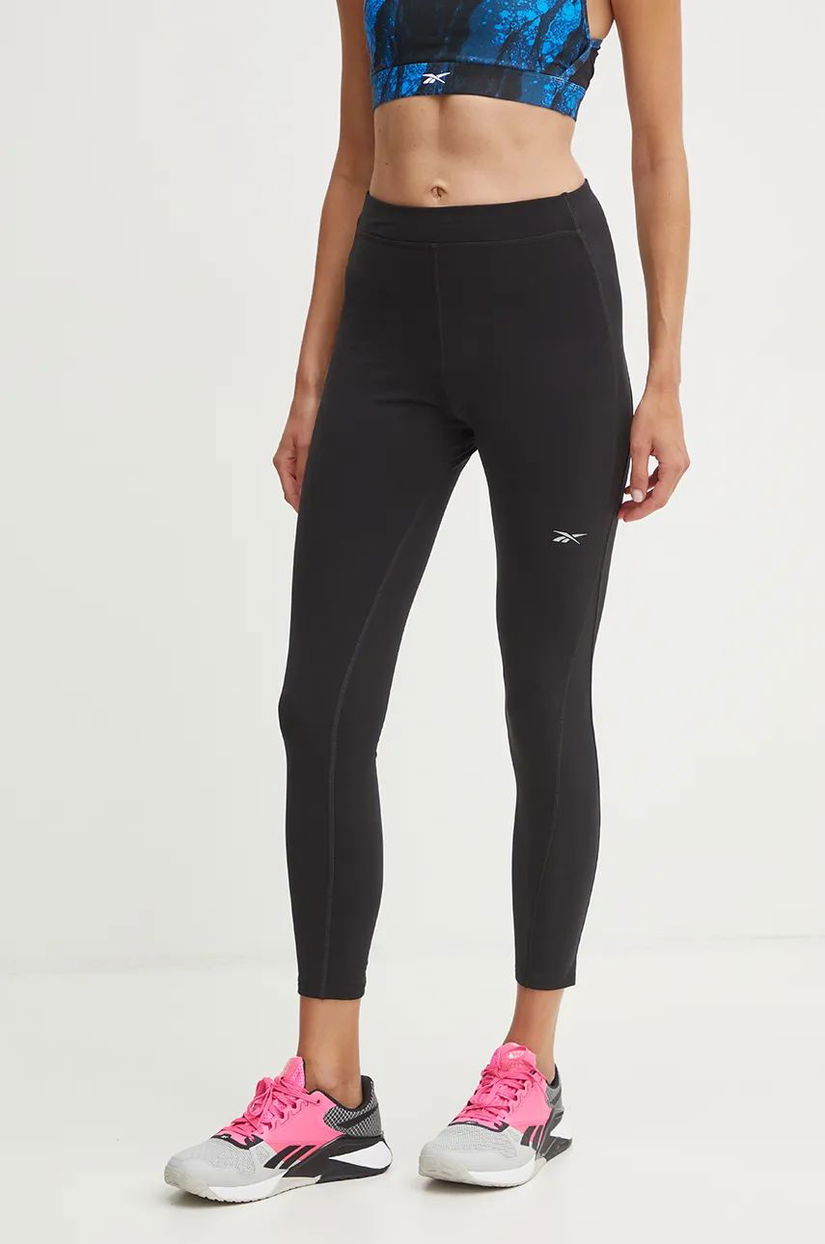 Reebok leggins de alergare Running Warming culoarea negru, neted, 100205584