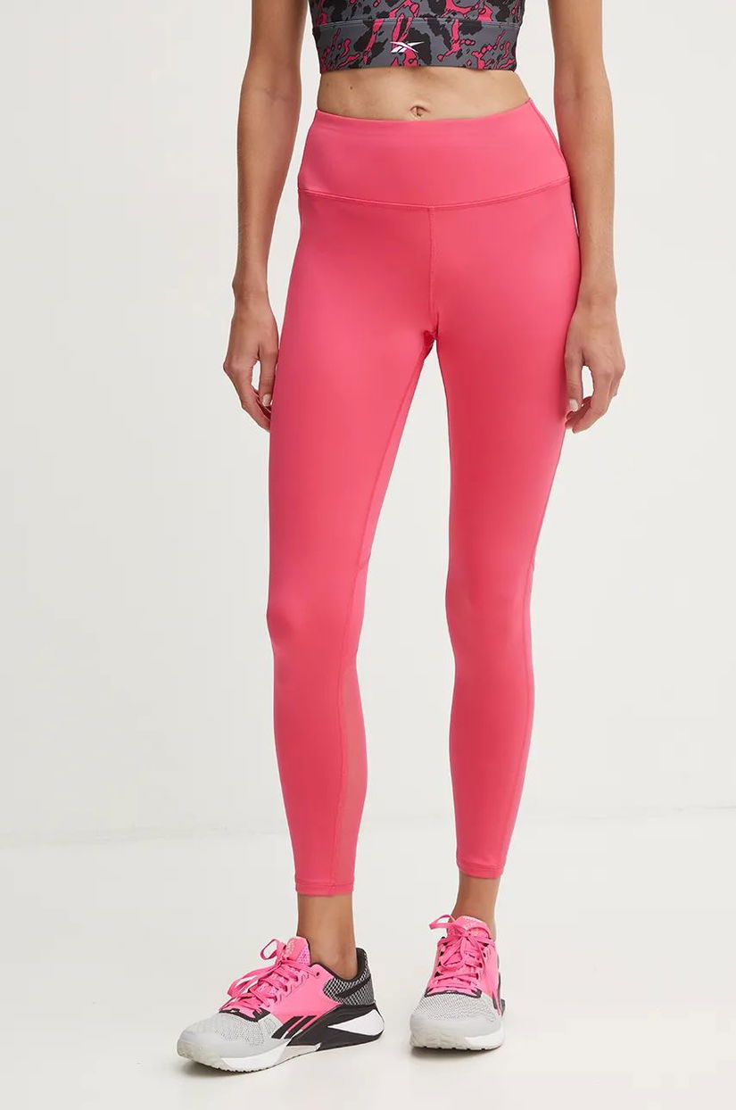 Reebok leggins de antrenament Workout Ready culoarea roz, neted, 100205353